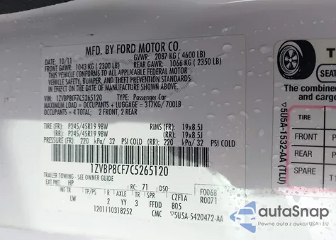 2012 Ford Mustang Gt Premium z USA, uszkodzony, nr VIN 1ZVBP8CF7C5265120